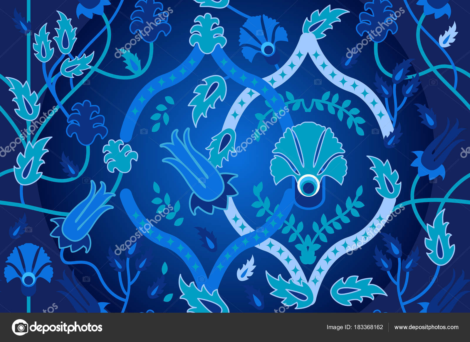 Abstract floral pattern with Islamic art motifs. — Stock Vector © SvetlanaKononova #183368162