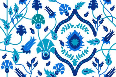 İslam Sanatı motifleri ile soyut çiçek desenli.