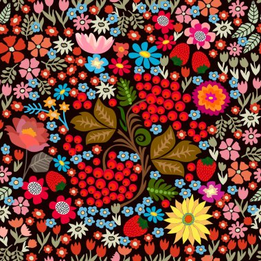 Küçük çiçekler ve meyveler. 