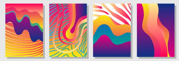 Conjunto de coloridas cubiertas A4 con formas fluidas y rayas de cebra. Plantilla para libros, tarjetas, pancartas, carteles . — Archivo Imágenes Vectoriales