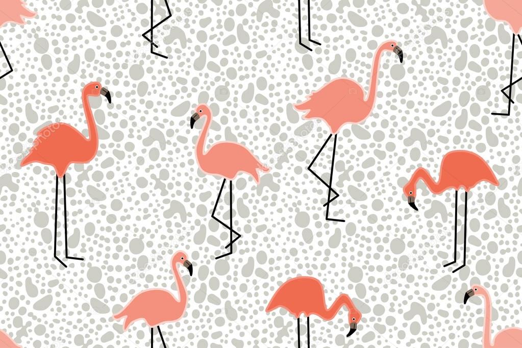 Pink flamingos on grunge background. 