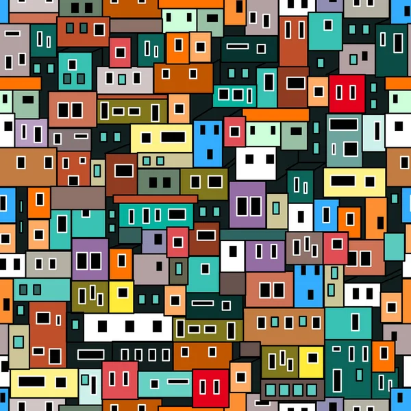 Padrão geométrico colorido com motivos urbanos . — Vetor de Stock