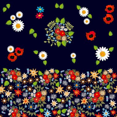 İspanyol motifleri ile parlak çiçek desenli. 