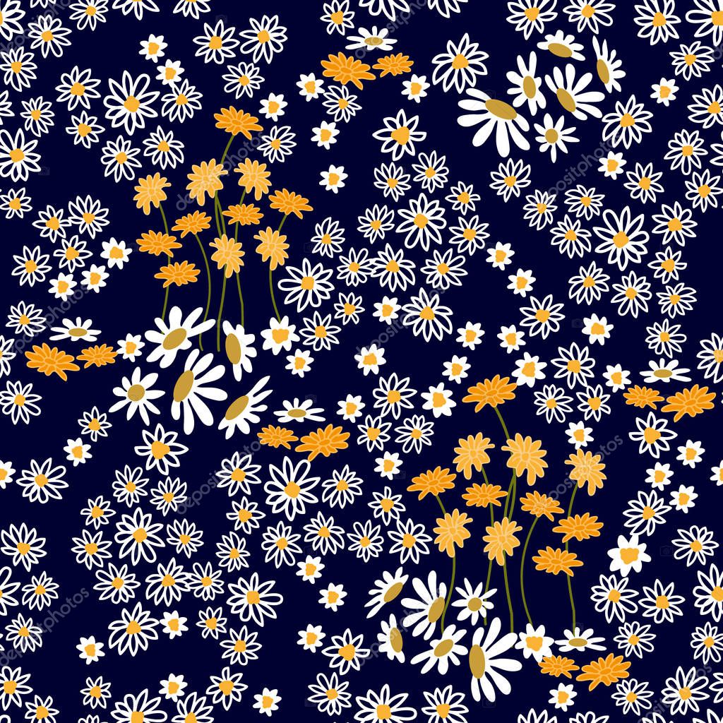 Seamless vector print with small flowers.