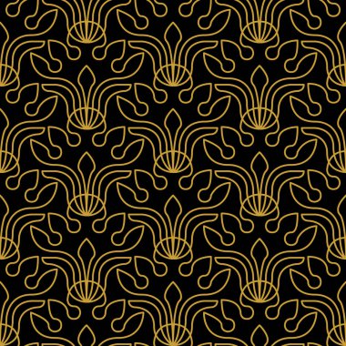 Art deco black and golden pattern. 