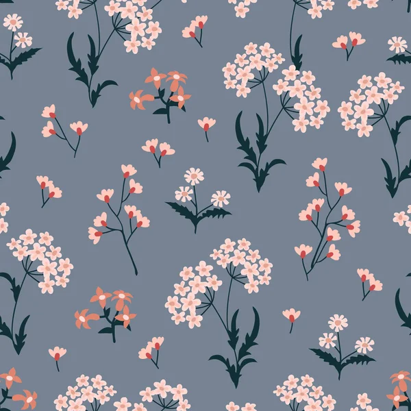 Seamless print with small wildflowers. — 스톡 벡터