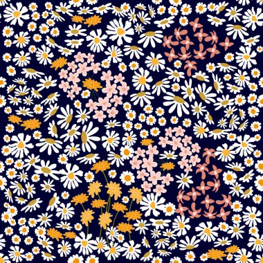 Minyatür çiçekli modaya uygun kumaş deseni.