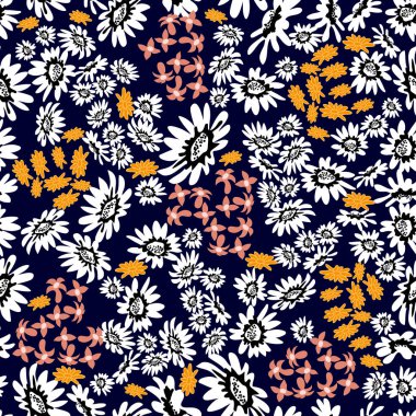 Soyut papatyaları olan çiçek deseni.