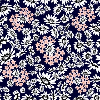 Soyut papatyaları olan çiçek deseni.