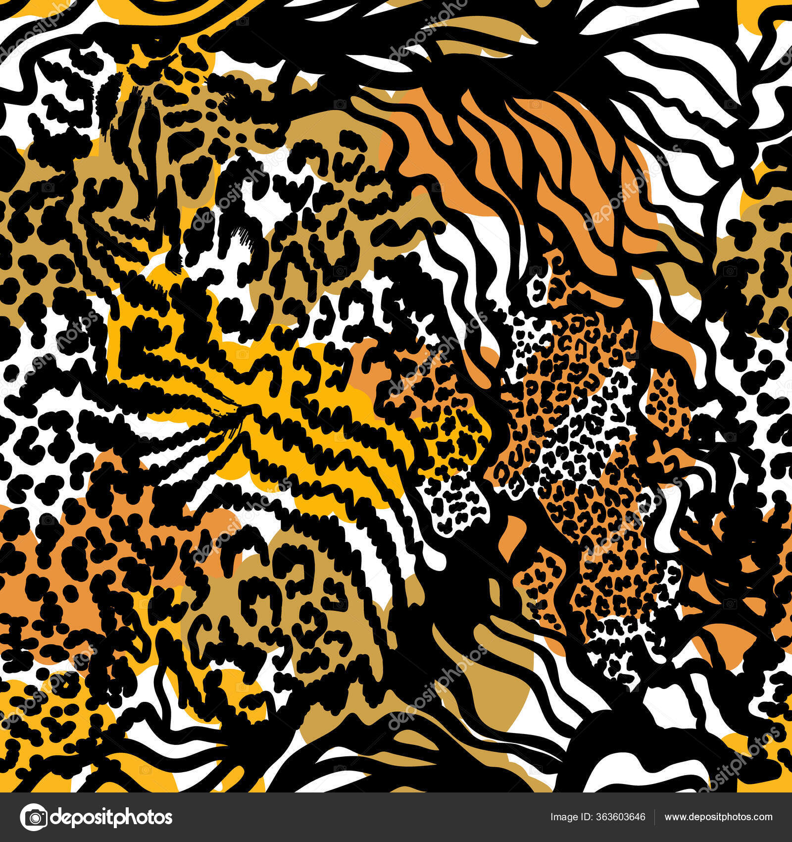 Seamless animal print with jaguar spots and tiger stripes. Stock Vector  Image by ©SvetlanaKononova #363603646