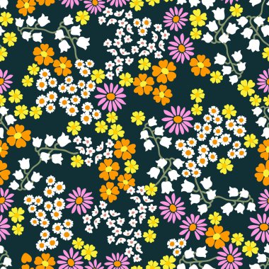 Küçük çiçekli modaya uygun kumaş deseni. 