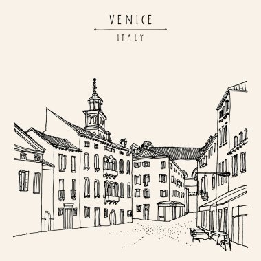 Venedik el çekilmiş kartpostal 