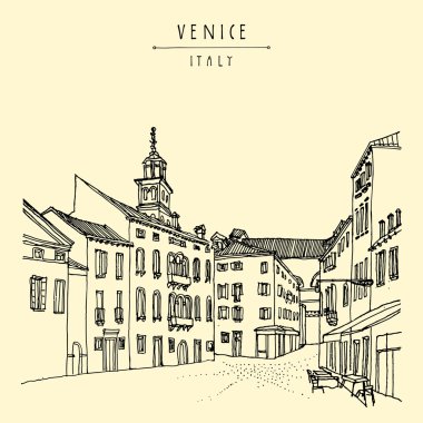 Venedik el çekilmiş kartpostal 