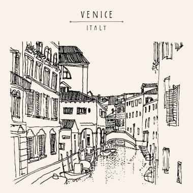 Elle çizilmiş kartpostal Venedik 