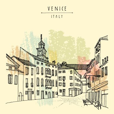 Venedik el çekilmiş kartpostal 
