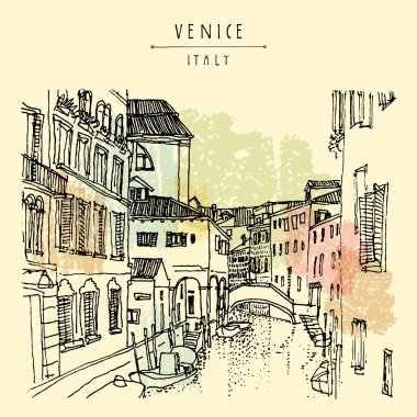 Elle çizilmiş kartpostal Venedik 