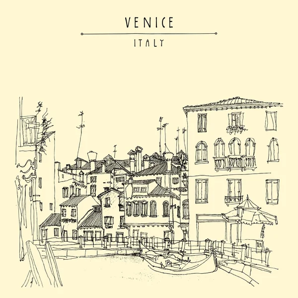 Góndola en Venecia postal — Vector de stock