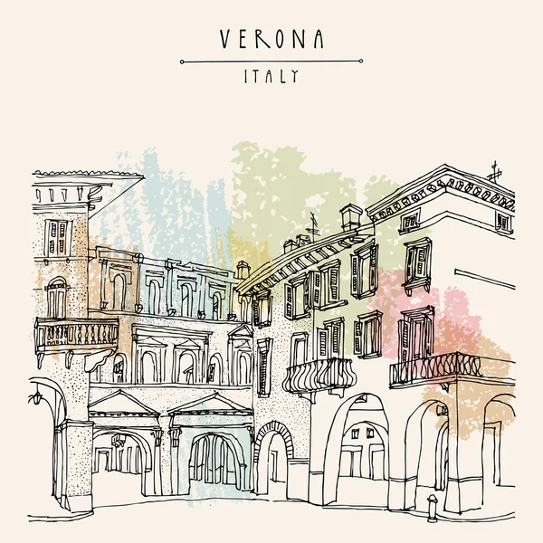 Postal Verona vintage — Vector de stock