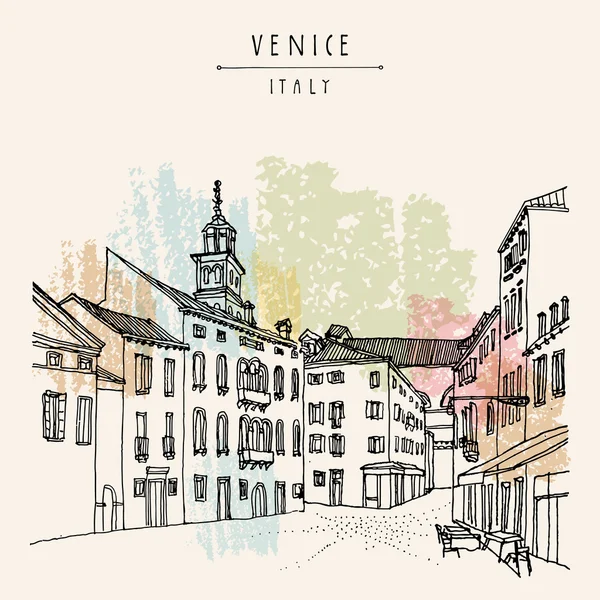 Venedig handgezeichnete Postkarte — Stockvektor