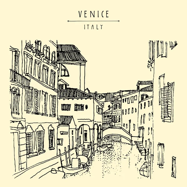 Ruky nakreslené pohlednice z Benátek — Stockový vektor