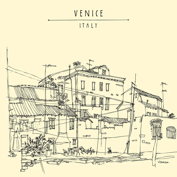 Canal bank in Venice — Stock Vector