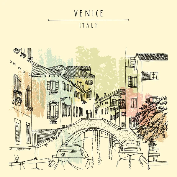 Brücke in Venedig Postkarte — Stockvektor