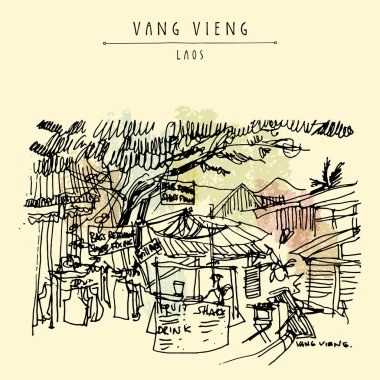 Laos meyve ve meyve suyu kulübede 