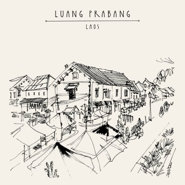 Pazar yerinde Luang Prabang, Laos