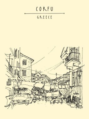 Sokak hayatı, Corfu, Yunanistan 