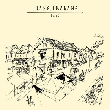 Pazar yerinde Luang Prabang, Laos