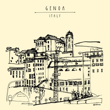 Cenova şehir görünümü, Liguria, İtalya 