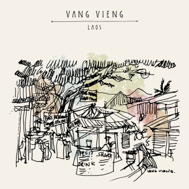 Laos meyve ve meyve suyu kulübede 