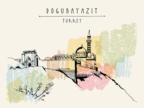 Dogubayazit、トルコで Ishak パシャ宮殿 — ストックベクタ
