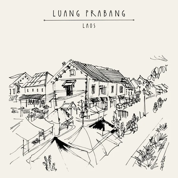 Marktplaats in Luang Prabang, Laos — Stockvector