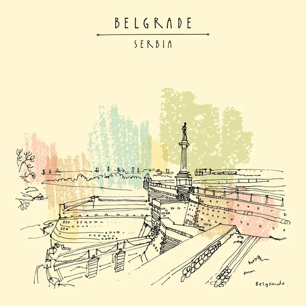 Kalemegdan erőd Belgrádban, Szerbiában — Stock Vector