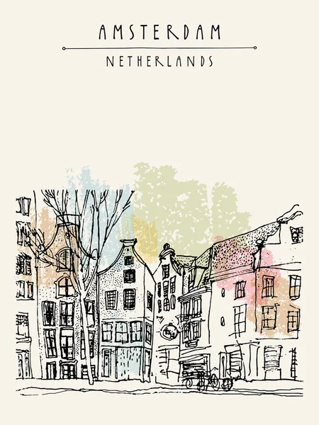 Amsterdamcity cartão turístico, Holanda — Vetor de Stock