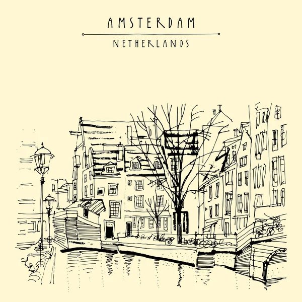 Amsterdam stad toeristenkaart, Holland, — Stockvector