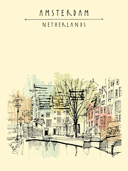 Amsterdam city karta turystyczna, Holandia, — Wektor stockowy
