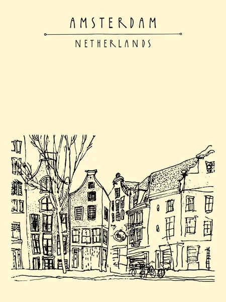 Tarjeta turística de Amsterdamcity, Holanda — Vector de stock