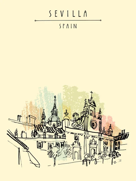 Iglesia de El Salvador en Sevilla, España — Vector de stock