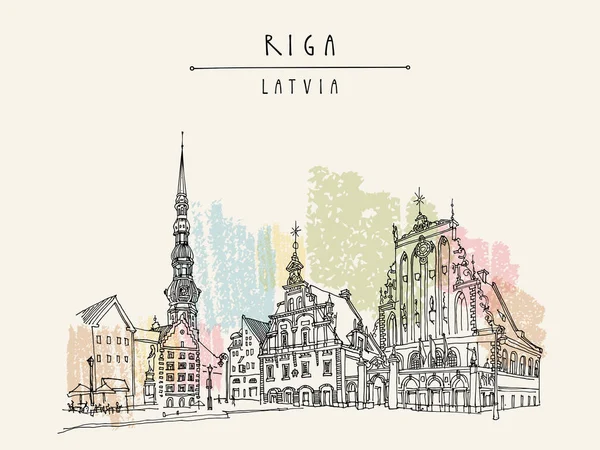 Rynek Starego Miasta w Rydze, Łotwa — Wektor stockowy