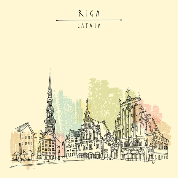 Plaza del casco antiguo, Riga, Letonia — Archivo Imágenes Vectoriales