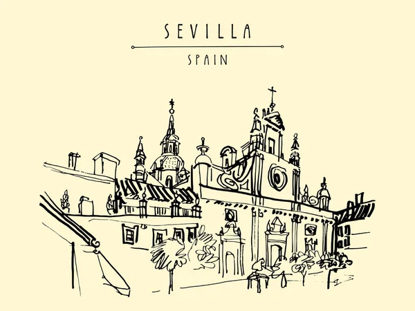 Iglesia de El Salvador en Sevilla, España — Vector de stock