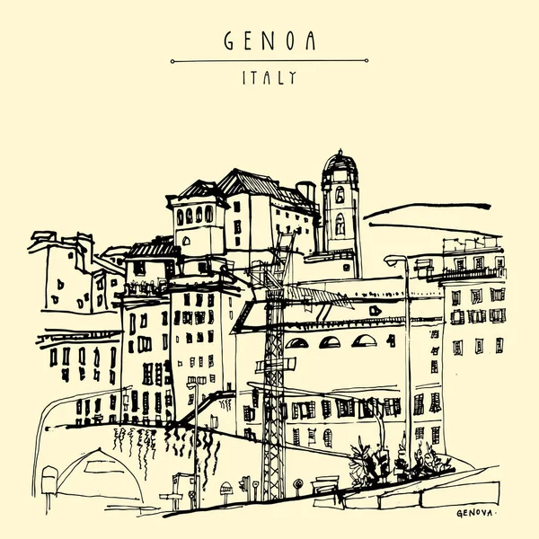 Genoa city view, Liguria, Włochy — Wektor stockowy