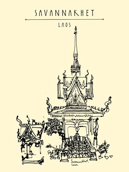Templo budista en Savannakhet, Laos — Archivo Imágenes Vectoriales