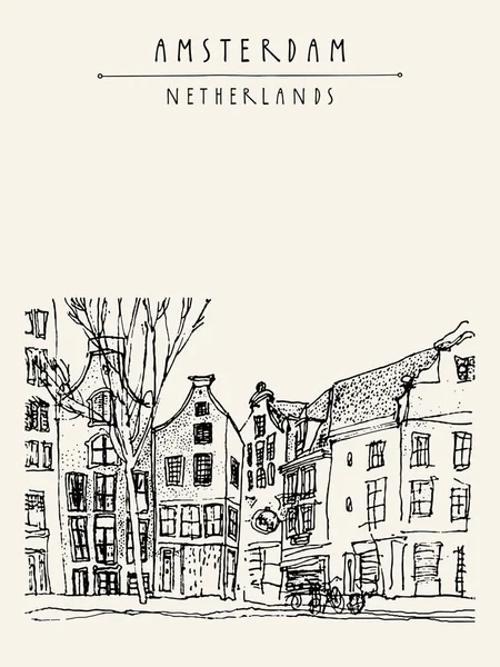 Tarjeta turística de Amsterdamcity, Holanda — Archivo Imágenes Vectoriales