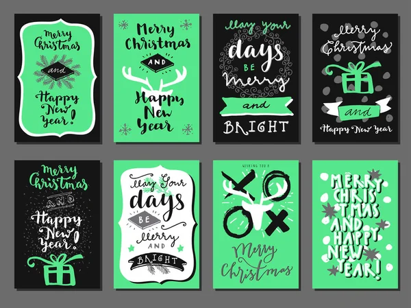 Conjunto de tarjetas de Navidad y Año Nuevo — Vector de stock