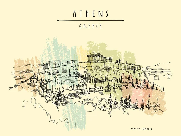 アテネのアクロポリスとパルテノン神殿 — ストックベクタ