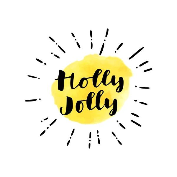 Cartão de saudação com inscrição Holly Jolly —  Vetores de Stock