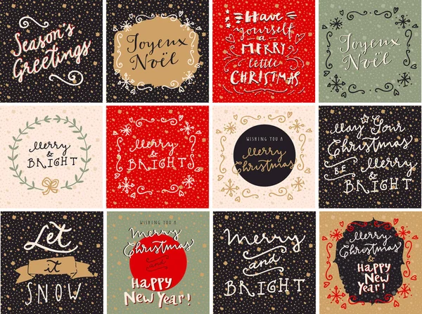 Set wenskaarten Merry Christmas — Stockvector